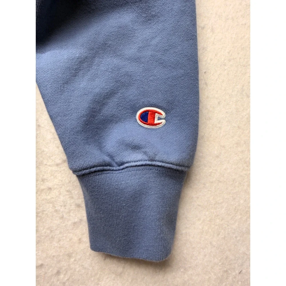 Champion USA Athletic Full Zip Cropped Hoodie Blue Fleece Sweatshirt Womens XL